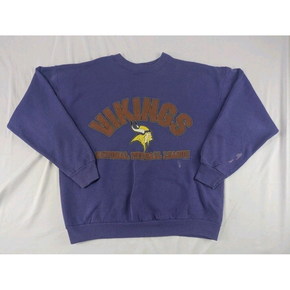 Minnesota Vikings Purple Sweater Hanes Activewear Vintage 90s L Large NFL